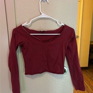 Wild Fable Maroon Long Sleeve Crop Top